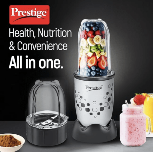 Prestige Nutri-Mix 2.0, 350W Mixer Grinder with 2 Multipurpose Jars | Compact Design | Dual Safety Interlock System | Extra Lids for Storage | Black & Grey - Image 3